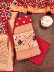 RED BANARASI SILK SUIT.