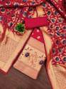 RED BANARASI SILK SUIT. thumb 1