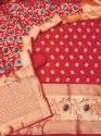 RED BANARASI SILK SUIT. thumb 2