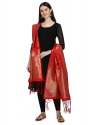 RED BANARASI SILK WITH FLOWER PATTERN DUPATTA thumb 2