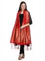 RED BANARASI SILK WITH FLOWER PATTERN DUPATTA thumb 3