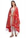 RED BANARASI SILK WITH PEACOCK DUPATTA  thumb 2