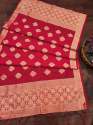 RED BANARSAI SILK DUPATTA WITH FLOWER TREE ZARI thumb 2