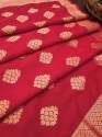 RED BANARSAI SILK DUPATTA WITH FLOWER TREE ZARI thumb 4