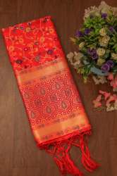   Red Kashmiri Banarasi Silk Dupatta