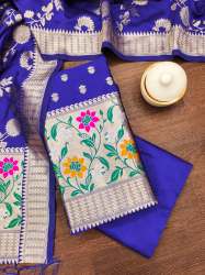 ROYAL BLUE BANARASI SILK UNSTICHED SUIT