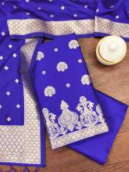 ROYAL BLUE UNSTICHED SILK SUIT