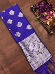 ROYALBLUE BANARASI SILK DUPATTA WITH FLOWER TREE ZARI 