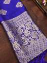 ROYALBLUE BANARASI SILK DUPATTA WITH FLOWER TREE ZARI  thumb 1
