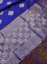 ROYALBLUE BANARASI SILK DUPATTA WITH FLOWER TREE ZARI  thumb 4