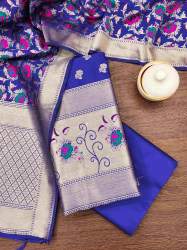 ROYALBLUE BANARASI SILK UNSTICH SUIT