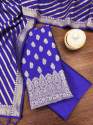ROYALBLUE BANARASI SILK UNSTICHED SUIT