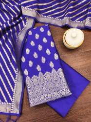 ROYALBLUE BANARASI SILK UNSTICHED SUIT
