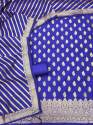 ROYALBLUE BANARASI SILK UNSTICHED SUIT thumb 2