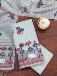 SKYBLUE BANARASI SILK UNSTICH SUIT