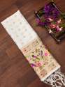 WHITE BANARASI SILK DUPATTA