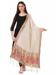 WHITE BANARASI SILK PAITHANI DUPATTA