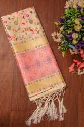 White Kashmiri Banarasi Silk Dupatta