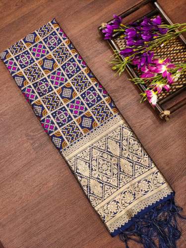 WINE BANARASI SILK DUPATTA WITH BANDHANI STYLE 