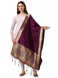 WINE BANARASI SILK PAITHANI DUPATTA