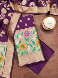 WINE BANARASI SILK UNSTICHED SUIT