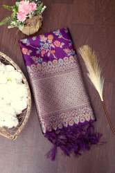 WINE BANARASI SILK WITH ZARI DUPATTA