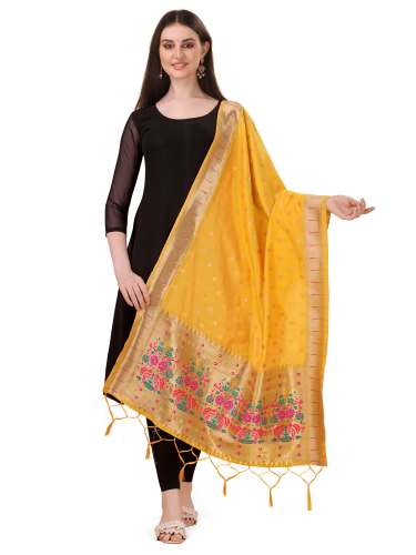 YELLOW BANARASI SILK PAITHANI DUPATTA