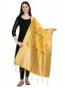 YELLOW BANARASI SILK WITH FLOWER PATTERN DUPATTA