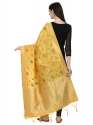 YELLOW BANARASI SILK WITH FLOWER PATTERN DUPATTA thumb 1