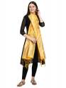 YELLOW BANARASI SILK WITH FLOWER PATTERN DUPATTA thumb 3