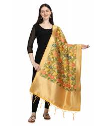 YELLOWBANARASI SILK DUPATTA WITH BAHUBALI