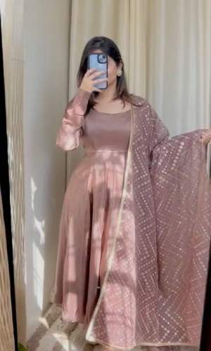  Beautiful And Perfect For Special Occasion Long Anarkali Dress With Luxurious Shine Of Chinnon