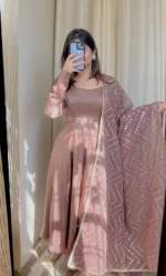  Beautiful And Perfect For Special Occasion Long Anarkali Dress With Luxurious Shine Of Chinnon