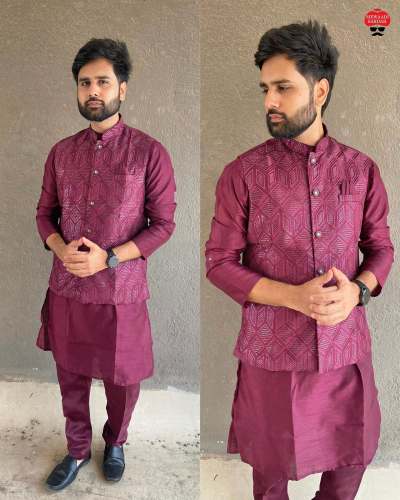 Heavy Banglori Silk Men Kurta Ready To Wear With Ready To Wear by RJ Creation