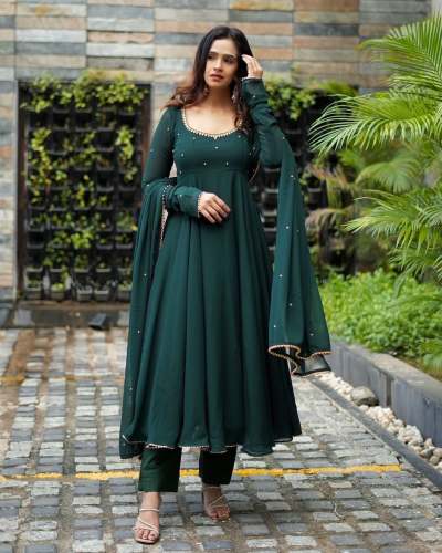 launching New Featuring Solid fox Georgette Maxi Dress With dupatta by RJ Creation