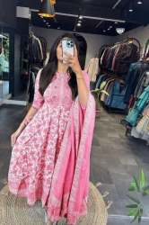 New Special Summer Cotton Collection Anarkali Kurta Set With Hand-block Print