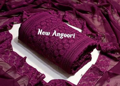 Original Georgette Work Dupatta With Chicken Work  