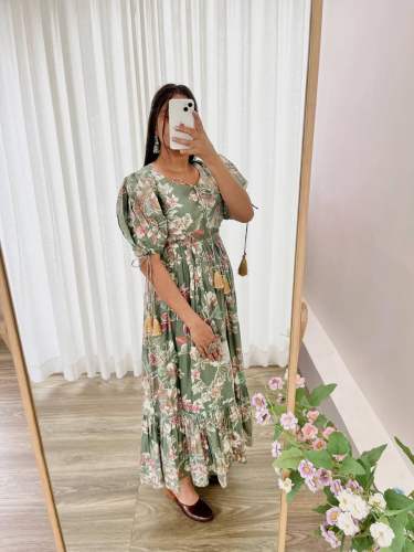 Presenting New Party Wear Roman Silk Gown With Great Quality  