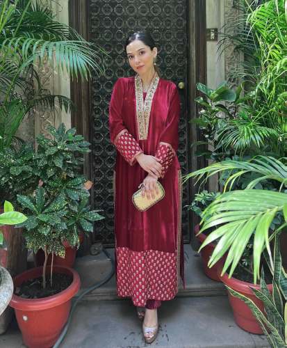 Presenting New Winter Collection Velvet Suit With Fancy Embroidery