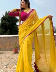 Smooth And Plain Beautiful Saree With Georgette fabric