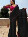 Smooth And Plain Beautiful Saree With Georgette fabric thumb 1