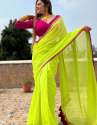Smooth And Plain Beautiful Saree With Georgette fabric thumb 4