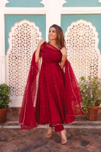 Blossom Style Launching  Anarkali Gown With Dupatta