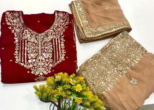 Fresh Arrival Presenting Georgette Kurti With Beautiful Fully Sequins Embroidered Georgette Sharara