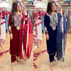 Good Quality Heavy Velvet Top With Beautiful Embroidered & Heavy Velvet Plazzo