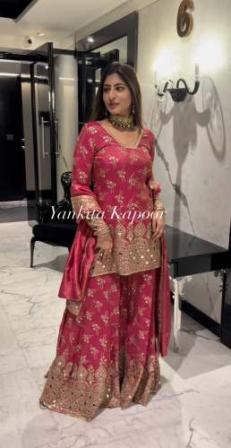 Heavy Simmer silk Sequence Work Sharara Suit by Angel Boutique