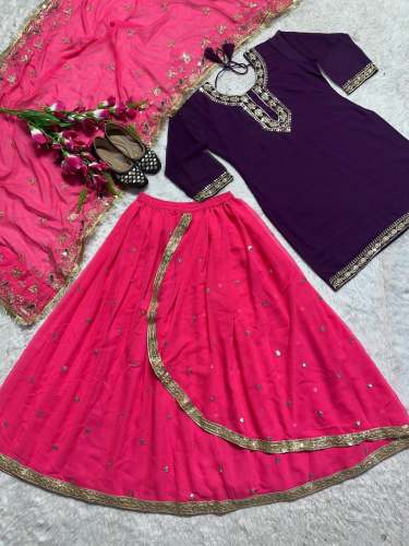 Launching New Designer Party Wear Look Top ,dhoti Skirt And Dupatta