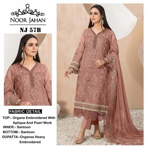 Organza Fabric Embroidery Work Pakistani Suit