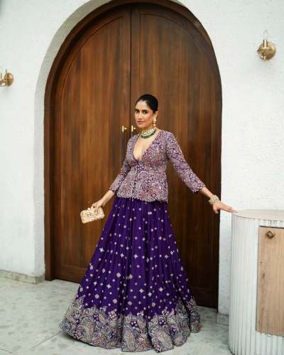 Presenting New Designer chinon Silk Gown With Beautiful Koti