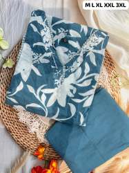 Smart Casual Cotton Kurti With Pure Cotton Fabric In Abstract Floral Print Featuring